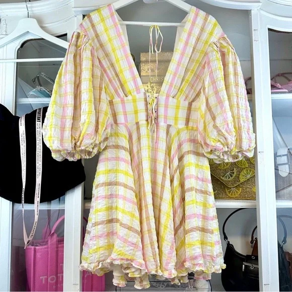 For Love & Lemons Rue Puff Sleeve Mini Dress - Picture 9 of 12